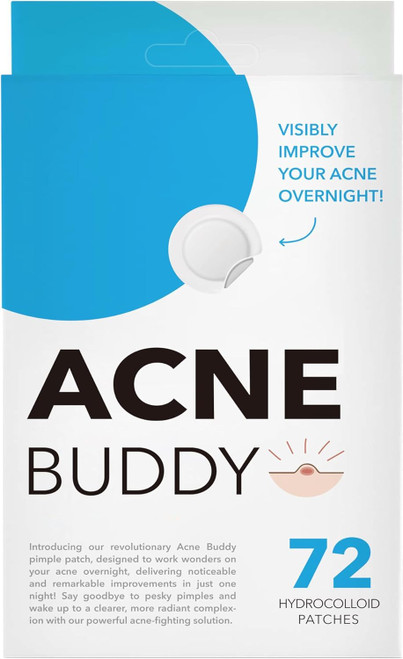 ACNE BUDDY Pimple Patches - Hydrocolloid Stickers for Covering Facial Spots - Vegan Friendly & Not Tested on Animals - Pimple Patch for Face Zits Breakouts Blemishes - Hydrocolloid Acne Dots 72 Count