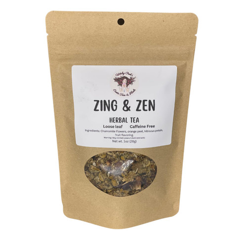 Zing & Zen Tea, 1-1oz Pouch, Herbal Tea, Loose Leaf Tea, Caffeine Free Tea, Flavored Tea, Chamomile Tea