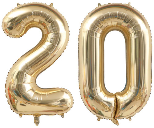 40 Inch Light Gold 20 Number Balloons White Gold Giant 20 Foil Mylar Helium Large Digital Balloon Champagne Gold Birthday Numbers Jumbo Balloons 20th Anniversary Events Party Decorations Supplies