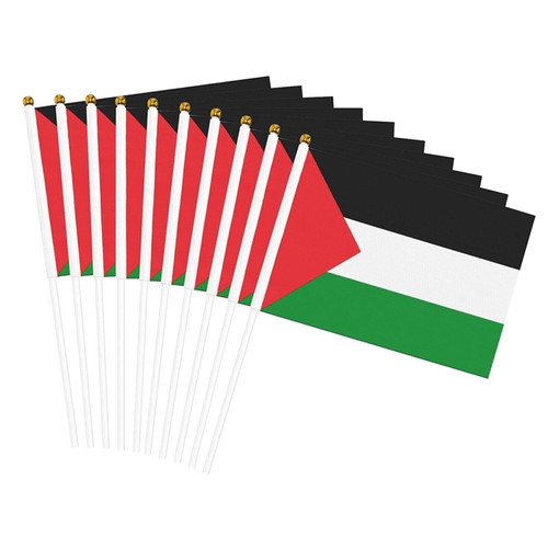 Palestine Flag - 5.5x8.3 Inch - Palestine Country Flag, Indoor/Outdoor Decoration, Hand Held Small Miniature Palestinian Flags on Stick for Palestine Hand Waving Flag (10 Pcs) Palestine Flag - 5.5x8.3 Inch - Palestine Country Flag, Indoor/Outdoor Decoration, Hand Held Small Miniature Palestinian Flags on Stick for Palestine Hand Waving Flag (10 Pcs)