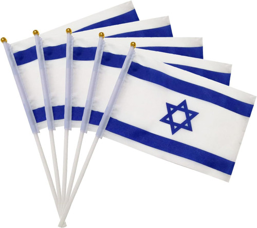 Israel Israeli Flag - 5.5x8.3 Inch - Israel Country Flag, Indoor/Outdoor Decoration, Hand Held Small Miniature Israeli Flags on Stick for Israel Hand Waving Flag (10 Pcs)