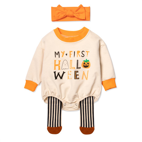 Abbence Baby My first Halloween Girls Boys Outfit Newborn Infant Long Sleeve Sweatshirt Halloween Costumes Fall Clothes Orange 3-6 Month