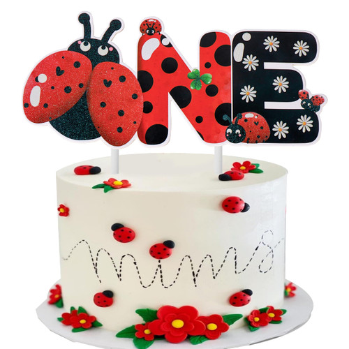Ladybug 1st Birthday Decorations Ladybug One Cake Topper Ladybug First Birthday Cake Topper Ladybird First Birthday Party Decoration for Insect Theme Baby Shower Supplies