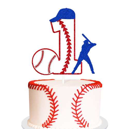 One Baseball Cake Topper 1st Birthday Boy Baseball Sport Theme for Kids One Years Old 1st Birthday Party Supplies Glitter Blue Red Decorations One Baseball Cake Topper 1st Birthday Boy Baseball Sport Theme for Kids One Years Old 1st Birthday Party Supplies Glitter Blue Red Decorations