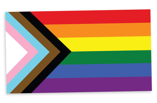 Progress Pride Flag LGBTQ POC Transgender Flag - Vibrant Static Cling Window Cling - 4 inches