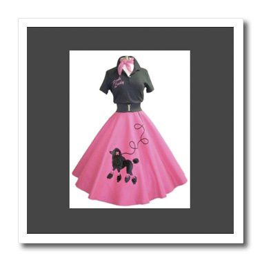 3dRose ht_37278_1 Retro Pink Poodle Skirt-Iron on Heat Transfer for White Material, 8 by 8-Inch