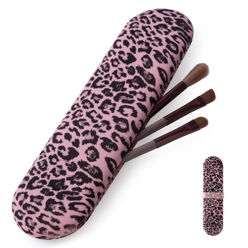 WEYOVGO Travel Makeup Brush Holder, Silicon Trendy and Portable Cosmetic Face Brushes Holder, Make Up Organizer Bag Case, Cosmetic pouch,Toiletry Organizer (Pink camouflage)