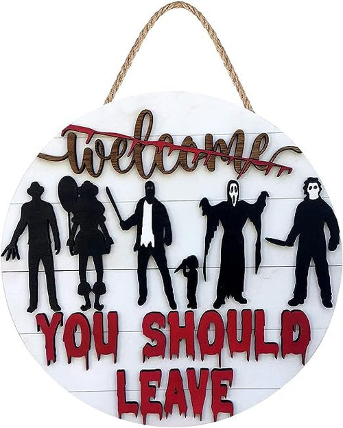 3D horror halloween decor for Front Door,Horror Movie Characters Door Hanger Scary Halloween Decorations,Bar Pub Bathroom Toilet Wall Decor Sign