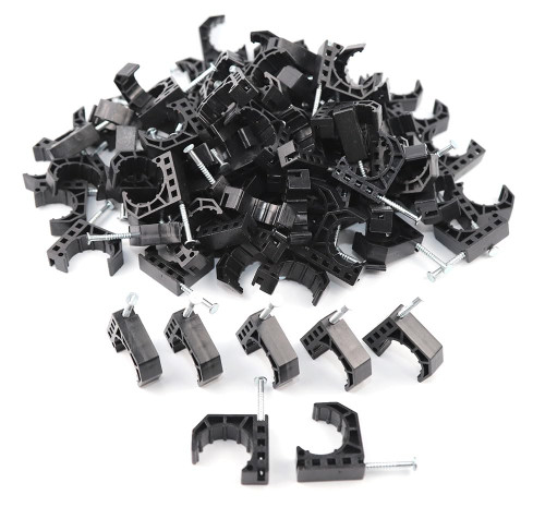 Tenke 25 PCS Black 1 inch Half Clamp J-Hook J Clamp with Nail for PEX Pipe Tubing Support (25pcs 1")