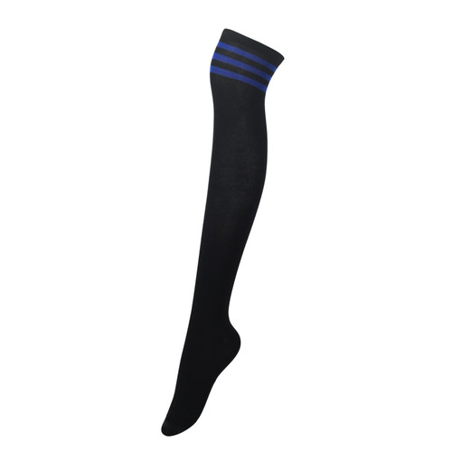 Intgoodluckycc Striped Thigh High Socks for Women, Long Knee High Socks, Cute Womens Over The Knee Socks Stockings (1 Pair - Black with Blue Stripes) Intgoodluckycc Striped Thigh High Socks for Women, Long Knee High Socks, Cute Womens Over The Knee Socks Stockings (1 Pair - Black with Blue Stripes)