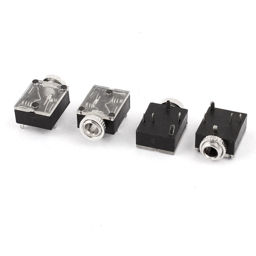 4 Pcs 3.5mm Female 5 Pins Stereo Headset PCB Mount Audio Jack Socket