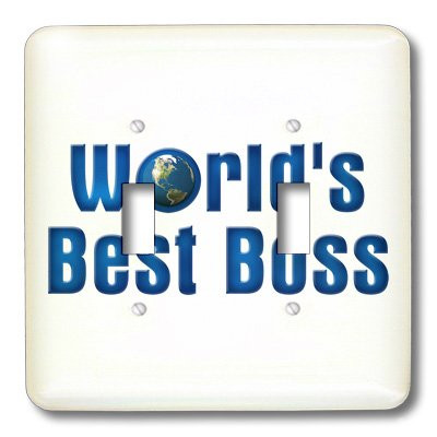 3dRose lsp_41823_2 Blue text Worlds Best Boss with globe on white background Double Toggle Switch