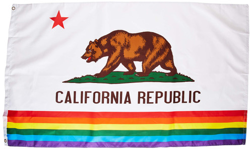 Quality Standard Flags California Rainbow Polyester Flag, 3 by 5'