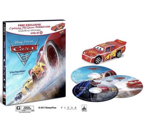 Cars 3 bluray dvd digital target exclusive lightning McQueen puzzle car exclusive