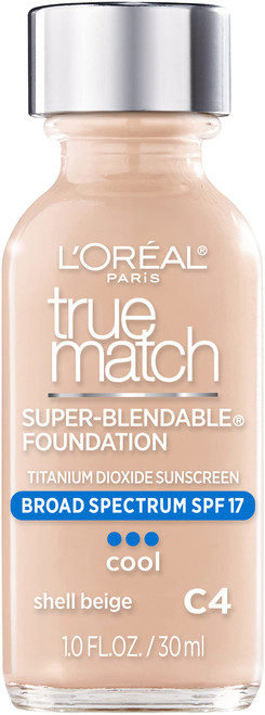 L'Oreal Paris Makeup True Match Super-Blendable Liquid Foundation, Shell Beige C4, 1 Fl Oz,1 Count L'Oreal Paris Makeup True Match Super-Blendable Liquid Foundation, Shell Beige C4, 1 Fl Oz,1 Count