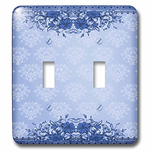 3dRose LSP_78321_2 Pretty Vintage Flower and Damask Design Double Toggle Switch, Blue 3dRose LSP_78321_2 Pretty Vintage Flower and Damask Design Double Toggle Switch, Blue