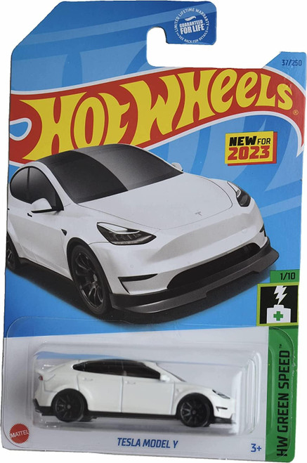 Hot Wheels - Tesla Model Y - White - HW Green Speed - 2023 - Mint/NrMint Ships Bubble Wrapped in a Box Hot Wheels - Tesla Model Y - White - HW Green Speed - 2023 - Mint/NrMint Ships Bubble Wrapped in a Box