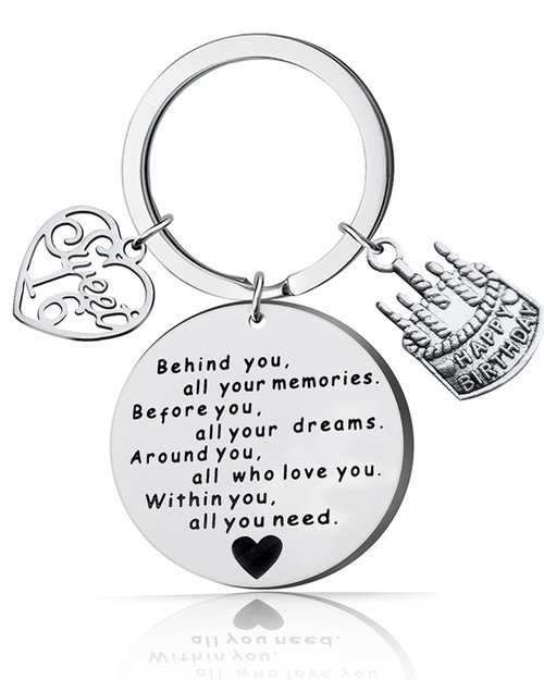Yangling Sweet 16 Keychain,Sweet Sixteen Birthday Jewelry Gift Happy Birthday Keychain Inspirational Gifts For Girls Boys Birthday, Silver, Small Yangling Sweet 16 Keychain,Sweet Sixteen Birthday Jewelry Gift Happy Birthday Keychain Inspirational Gifts For Girls Boys Birthday, Silver, Small