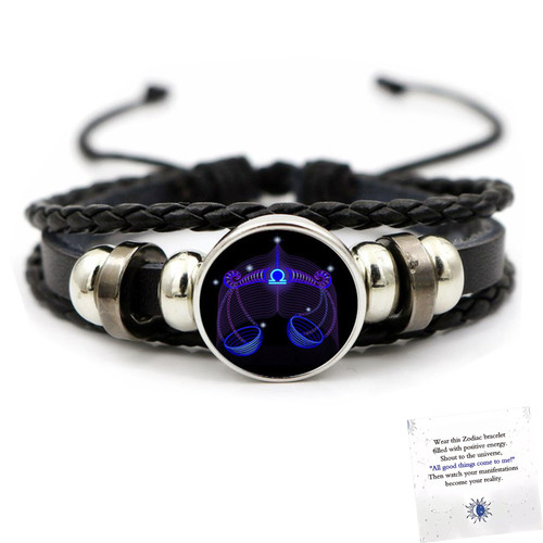 Angyape Zodiac Signs Spirit Bracelet, 12 Constellation Handmade Bead Woven Multilayer Adjustable Leather Bracelet Jewelry Accessories Gift for Constellation Lover?Libra? Angyape Zodiac Signs Spirit Bracelet, 12 Constellation Handmade Bead Woven Multilayer Adjustable Leather Bracelet Jewelry Accessories Gift for Constellation Lover?Libra?