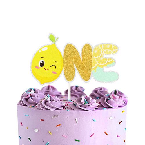 One Lemon Cake Topper, Lemon 1st Birthday Cake Decor - Fruit Lemon Themed Party Decor - Wild One Baby Shower Party Decoration Supplies
