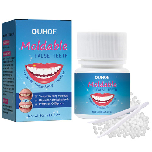 30 g Tooth Repair Kit, Temporary Teeth Replacement Kit - Moldable Thermal Fitting Beads for Filling Fix Missing and Broken Tooth or Adhesive Denture Fake Teeth