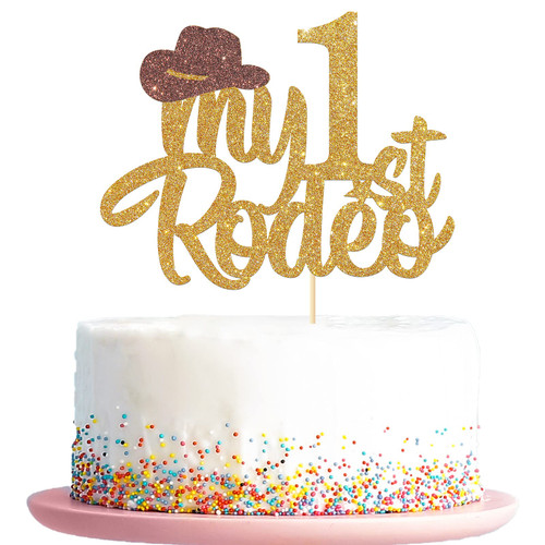 My 1st Rodeo Cake Topper, Cowboy / Cowgirl Theme Party Supplies, Western Kids First Rodeo Party / Baby Shower Decor, Happy 1 Years Old Birthday Cake Decorations, Light Gold My 1st Rodeo Cake Topper, Cowboy / Cowgirl Theme Party Supplies, Western Kids First Rodeo Party / Baby Shower Decor, Happy 1 Years Old Birthday Cake Decorations, Light Gold