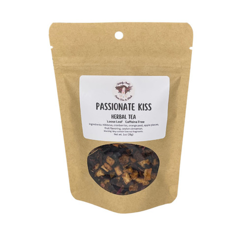 Passionate Kiss Tea, 1-1oz Pouch, Herbal Tea, Loose Leaf Tea, Fruit Tea, Caffeine Free Tea, Flavored Tea