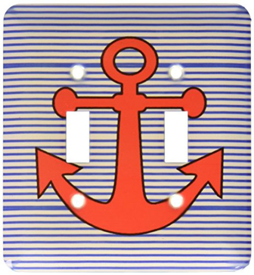 3dRose LLC lsp_109170_2 Nautical Blue N White Stripes with Red Anchor Double Toggle Switch 3dRose LLC lsp_109170_2 Nautical Blue N White Stripes with Red Anchor Double Toggle Switch