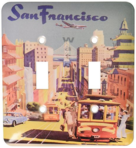 3dRose LLC lsp_119386_2 San Francisco Vintage Travel Poster Double Toggle Switch