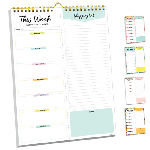 7x10in Spring-Bound Magnetic Weekly Meal Planner and Shopping List Meal Planner Magnetic - 52 Easy Tear-Off Sheets Meal Notepad, Weekly Meal Planner and Grocery List Magnetic, Weekly Meal Planning Pad 7x10in Spring-Bound Magnetic Weekly Meal Planner and Shopping List Meal Planner Magnetic - 52 Easy Tear-Off Sheets Meal Notepad, Weekly Meal Planner and Grocery List Magnetic, Weekly Meal Planning Pad
