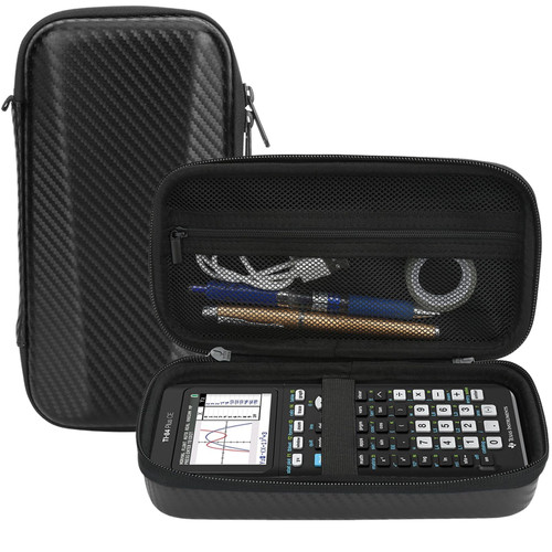 Graphing Calculator Case Fits Texas Instruments TI-84 Plus CE/TI-83 Plus CE/TI-84 Plus/Casio fx-9750GII, Storage Box Protective Pouch with Zipped Pocket for USB Cables, Pencil, Ruler, Manual, (Black)