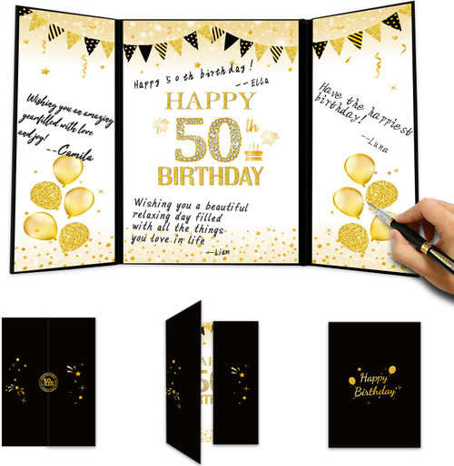 Black Gold 50th Birthday Guest Book Alternative Happy 50th Birthday Signature Certificate 50 Years Old Signature Guest Book Great 50th Birthday Gifts 50th Birthday Party Supplies for Men Women Black Gold 50th Birthday Guest Book Alternative Happy 50th Birthday Signature Certificate 50 Years Old Signature Guest Book Great 50th Birthday Gifts 50th Birthday Party Supplies for Men Women