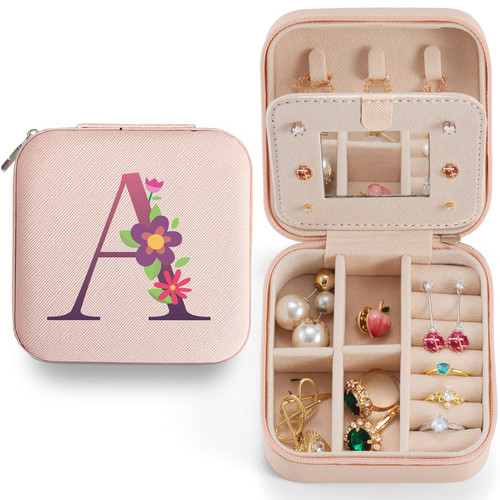 UJHAW Travel Jewelry Case, Jewelry Organizer Box, Jewelry Organizer Jewelry Travel Organizer Small Jewelry Organizer Ring Organizer Necklace Organizer Earring Organizer Box-Initial A UJHAW Travel Jewelry Case, Jewelry Organizer Box, Jewelry Organizer Jewelry Travel Organizer Small Jewelry Organizer Ring Organizer Necklace Organizer Earring Organizer Box-Initial A