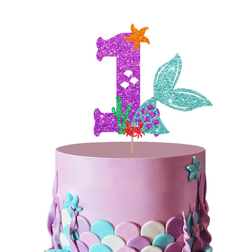 Mermaid 1 Cake Topper, Purple Glitter 1st Birthday Cake Topper for Girl, Mermaid One Cake Decor, Under The Sea Themed Party Supplies, Little Mermaid 1st Anniversary Party Decorations Mermaid 1 Cake Topper, Purple Glitter 1st Birthday Cake Topper for Girl, Mermaid One Cake Decor, Under The Sea Themed Party Supplies, Little Mermaid 1st Anniversary Party Decorations