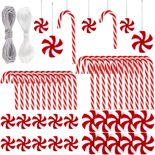 XIMISHOP 48PCS Christmas Candy Cane Hanging Ornaments Candy Lollipop Christmas Tree Decorations Plastic Twisted Crutch Ornaments for Xmas Crafts Indoor Outdoor Decor (Red and White) XIMISHOP 48PCS Christmas Candy Cane Hanging Ornaments Candy Lollipop Christmas Tree Decorations Plastic Twisted Crutch Ornaments for Xmas Crafts Indoor Outdoor Decor (Red and White)