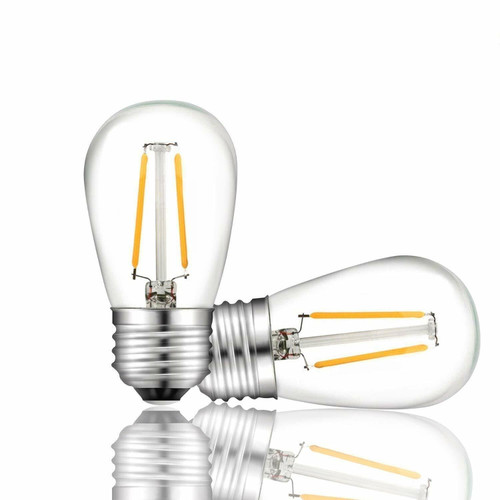 YI LIGHTING - S14 2W Dimmable LED Plastic Light Bulbs for Outdoor String Lights Replacement Bulbs Shatterproof Warm White (Pack of 2)