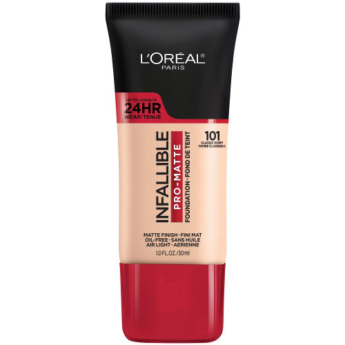 L'Oreal Paris Infallible Pro-Matte Liquid Longwear Foundation Makeup, 101 Classic Ivory, 1 fl; oz. L'Oreal Paris Infallible Pro-Matte Liquid Longwear Foundation Makeup, 101 Classic Ivory, 1 fl; oz.