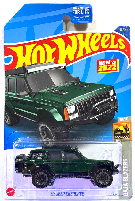 Hot Wheels - Jeeps Cherokee - '95 - Green - Baja Blazers 10/10 - Mint/NrMint Ships Bubble Wrapped in a Sized Box Hot Wheels - Jeeps Cherokee - '95 - Green - Baja Blazers 10/10 - Mint/NrMint Ships Bubble Wrapped in a Sized Box