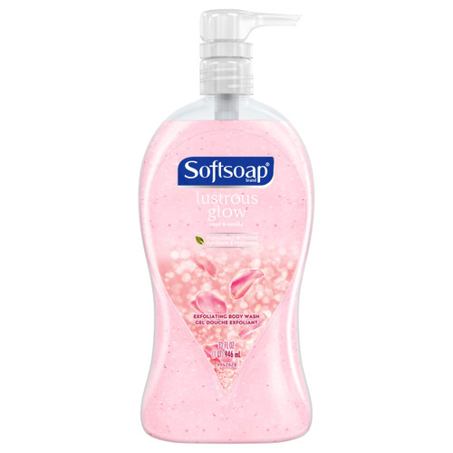 Softsoap Exfoliating Body Wash Pump, Lustrous Glow Pink Rose & Vanilla - 32 Fluid Ounce Pump