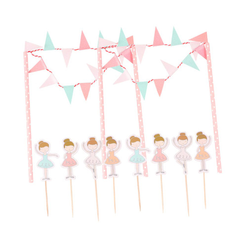 KOMBIUDA 10pcs 1 Set ballet cupcake ornaments dessert toppers cupcake decorating princess cake pick kids birthday cupcake decor triangle Cake Picks cupcake toothpick flag child Cartoon