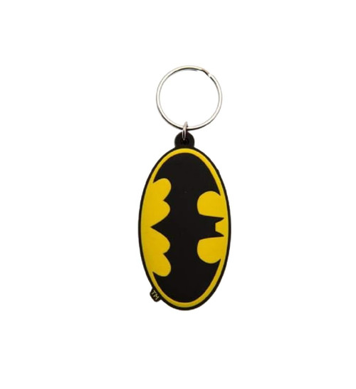 Pyramid International DC Comics - Batman Symbol Rubber Keychain, Metal, Black And Yellow, 4 x 6 x 1.3 cm