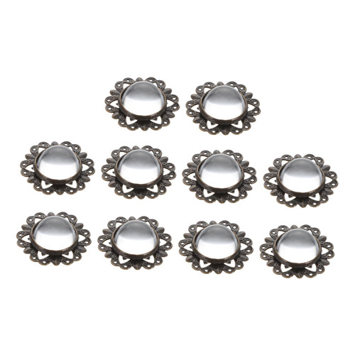 VILLCASE 10 Sets Glass Patch Pendants for Necklaces Earring Tray Glass Tray Oval cabochons Base cabochons Pendant Settings Accessory Tray Bezel Pendant Blank Tray for Jewelry Making Round