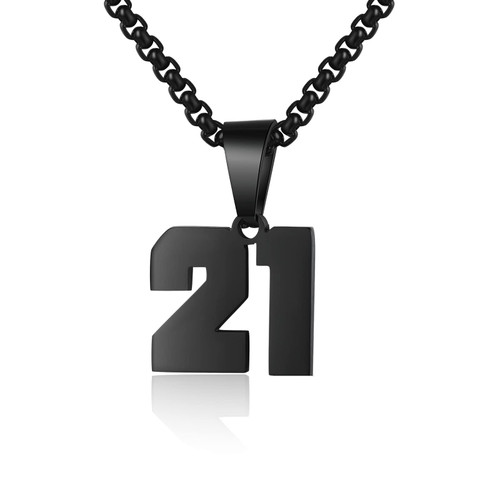 Number Necklace for Boy Black Athletes Number Stainless Steel Chain 00-99 Number Charm Pendant Personalized Sports Jewelry for Men Basketball Baseball Football(21) Number Necklace for Boy Black Athletes Number Stainless Steel Chain 00-99 Number Charm Pendant Personalized Sports Jewelry for Men Basketball Baseball Football(21)