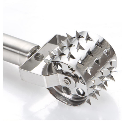 Meat Tenderizer- Stainless Steel Meat Tenderizer Roller Rolling Hammer-Pizza Roll Meat Needle Pin Hole Punch for Steak Chicken Pork Beef