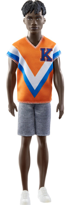 Barbie Fashionistas Ken Fashion Doll with Twisted Black Hair, Orange Athletic Jersey, Shorts & White Sneakers Barbie Fashionistas Ken Fashion Doll with Twisted Black Hair, Orange Athletic Jersey, Shorts & White Sneakers