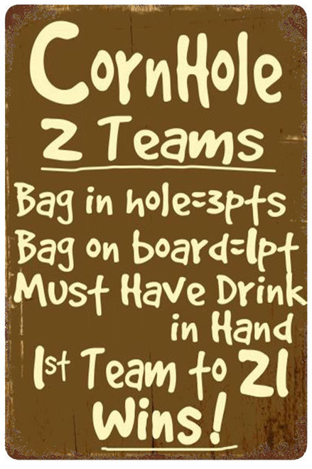 Vintage Cornhole Rules Retro Vintage Metal Tin Sign Wall Plaque - For Bathroom Restaurant Farm Cafe Beer Club Wall Home Decor 8x12 Inch Vintage Cornhole Rules Retro Vintage Metal Tin Sign Wall Plaque - For Bathroom Restaurant Farm Cafe Beer Club Wall Home Decor 8x12 Inch