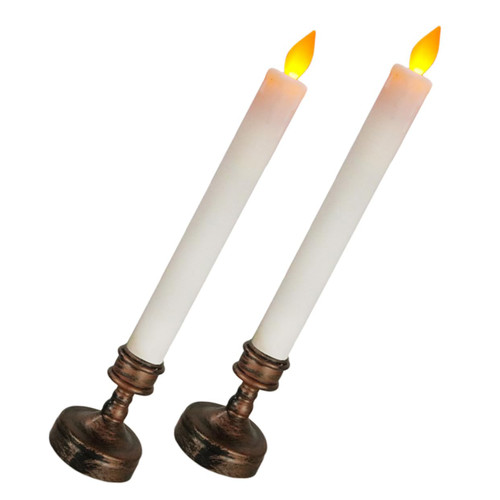 DOITOOL 2pcs Electronic Candle Led Candle Flameless Candle Taper Candle Holder Window Trim Flameless Tea Lights Candle Ornament Led Electronic Light Wedding Candle Light Shine Battery