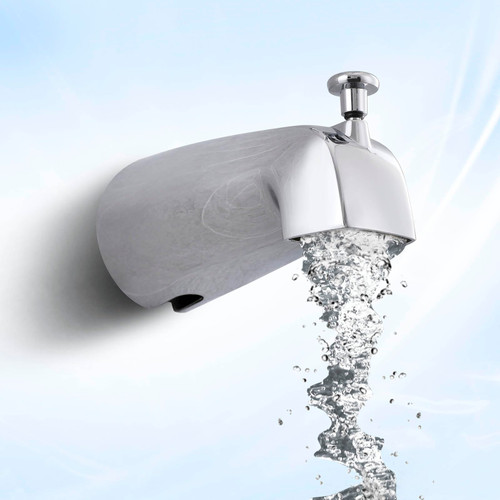 HAMOLER Slip Fit Tub Spout with Pull-Up Diverter for Copper Tube Bathtub Spout with Diverter Slip On Tub Diverter Spout Chrome, HASST07