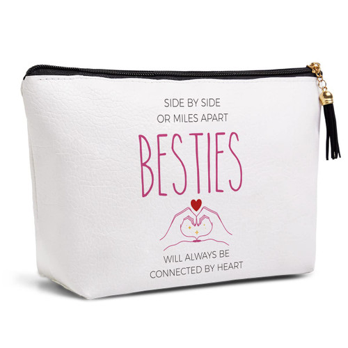 Bestie Gifts for Women Friendship Gifts Inspirational Gifts for Her Friends Female Best Friend BFF Sister Birthday Christmas Besties Will Always Be Connected by Heart Makeup Bag Travel Toiletries Bags Bestie Gifts for Women Friendship Gifts Inspirational Gifts for Her Friends Female Best Friend BFF Sister Birthday Christmas Besties Will Always Be Connected by Heart Makeup Bag Travel Toiletries Bags