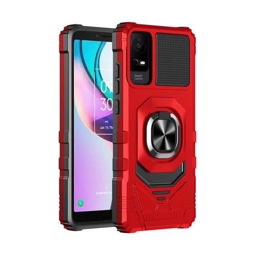Eaglecell - for TCL ION X, TCL ION V, TCL 40Z (T430W/T607DL) - Shockproof Protective Phone Case w/Ring Stand - RS7 Red